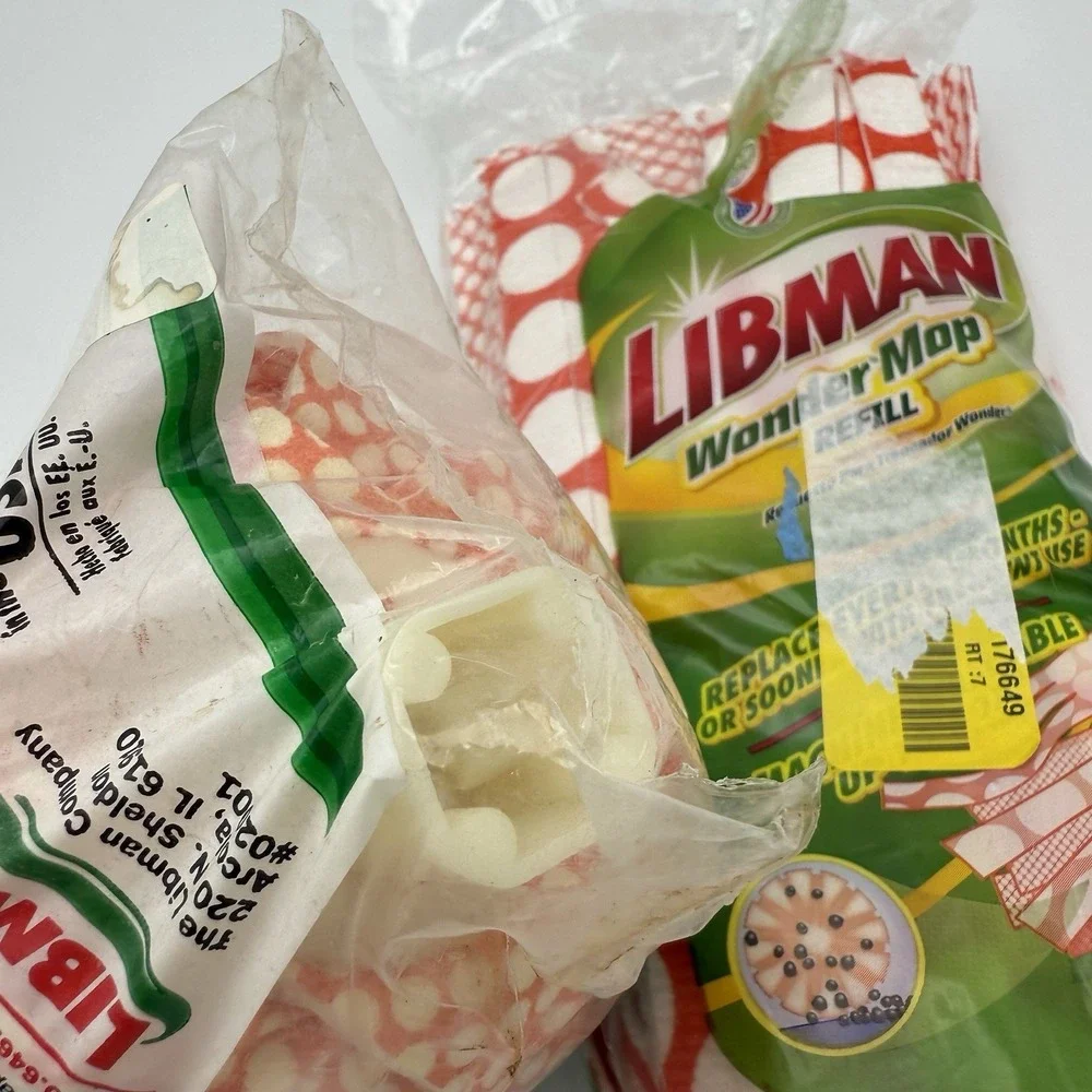 Libman Wonder‎ Mop Refill Machine Washable Lot Of 2 Red White Opened But Unused
